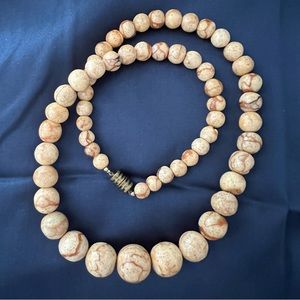 Vintage Marble Glossy beaded  Necklace